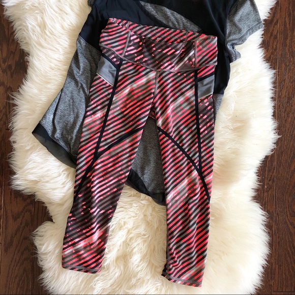 Athleta Radical Stripe Capri Coral/Gray Size XXS - Picture 3 of 8